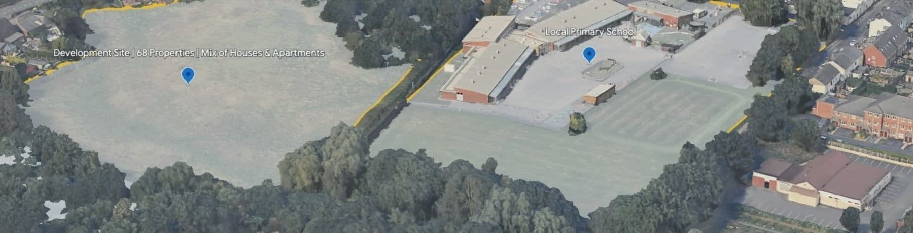 Aerial view of the Millingford Brook development site
